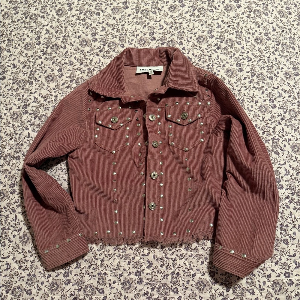 💗Girl’s Steve Madden Studded Mauve Corduroy Jacket size 7 like new